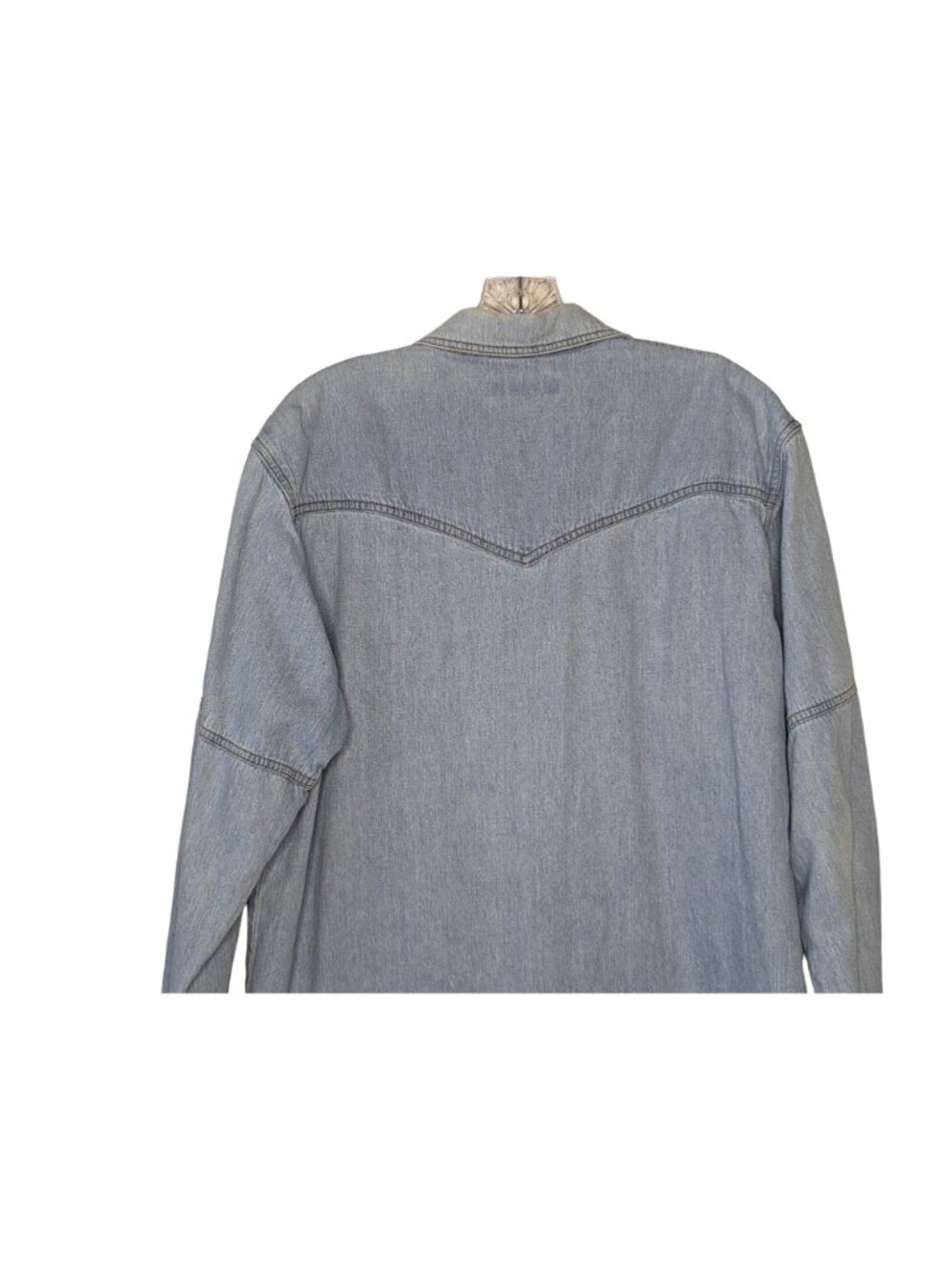CASSINI Jeans long sleeve light blue fringe Cowgirl Western Vintage Shirt M - Picture 5 of 12